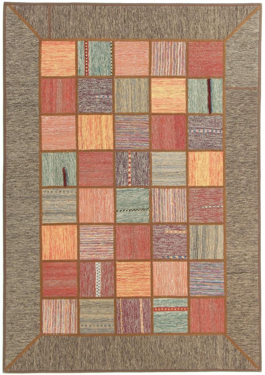 Orientteppich Kelim Patchwork 138x198 Handgewebter Orientteppich / Perserteppich, Nain Trading, rechteckig, Höhe: 4 mm