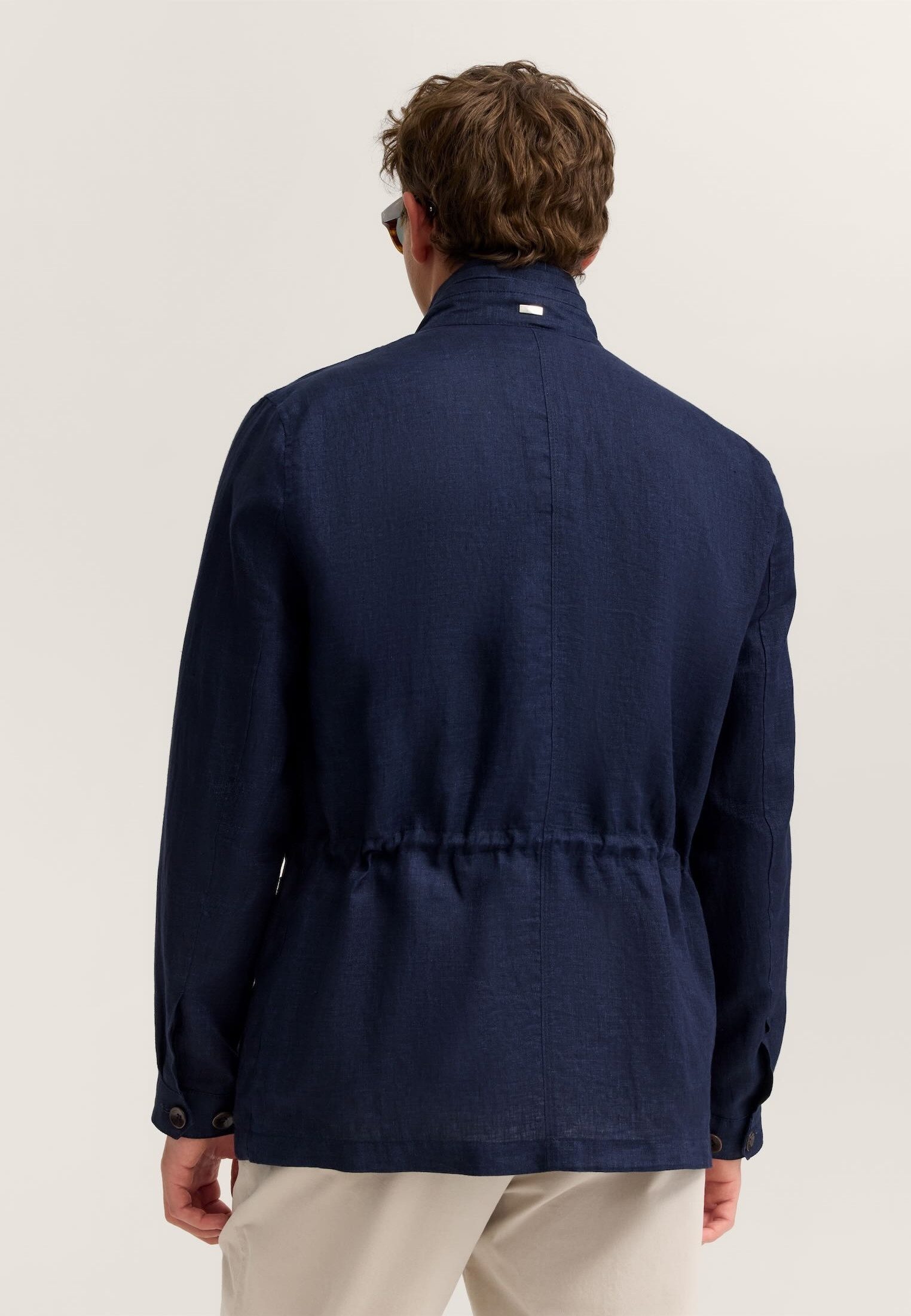 bugatti Kurzjacke Regular Fit Pure linen mit Stehkragen