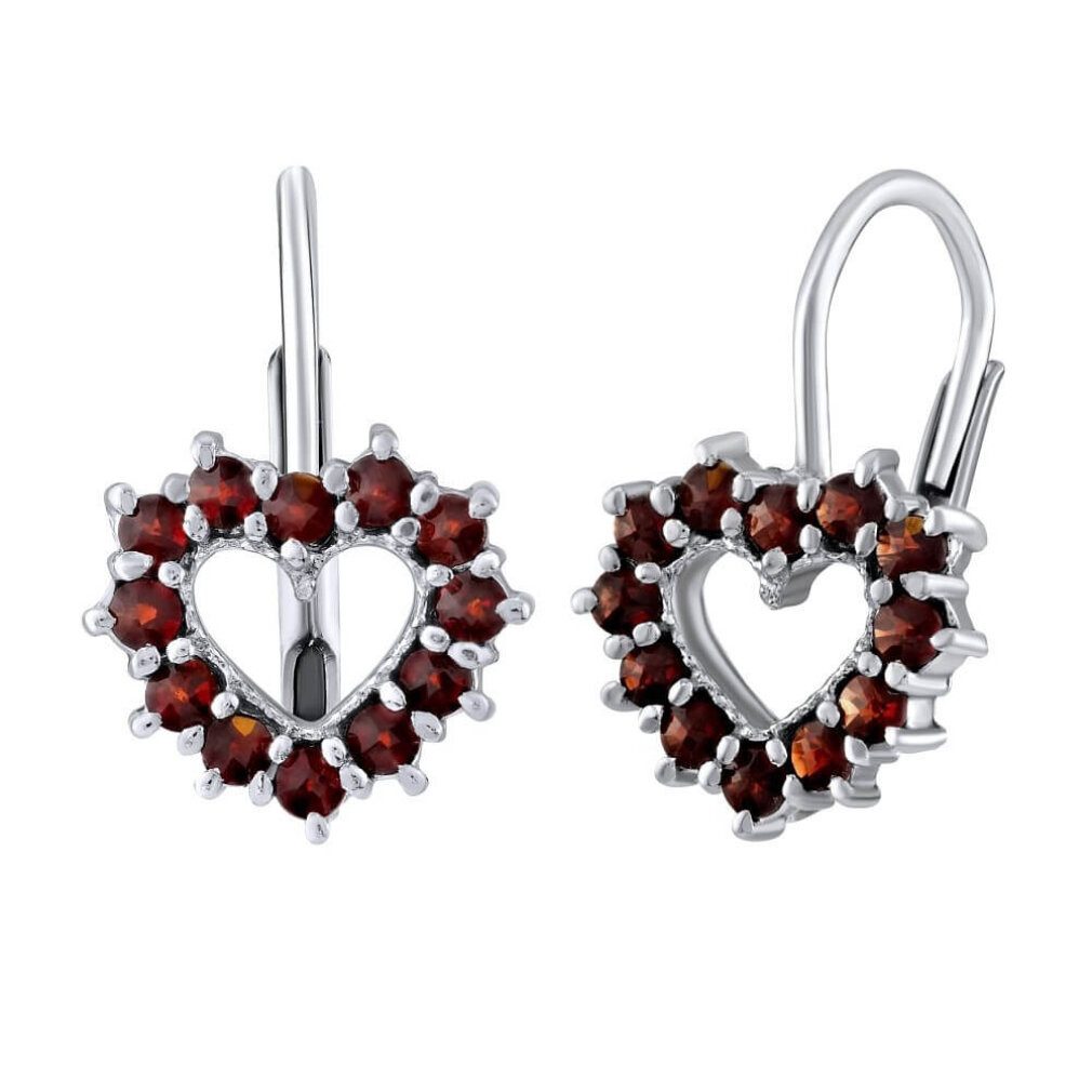 Ohrring-Set Silver earrings with real garnets B380095