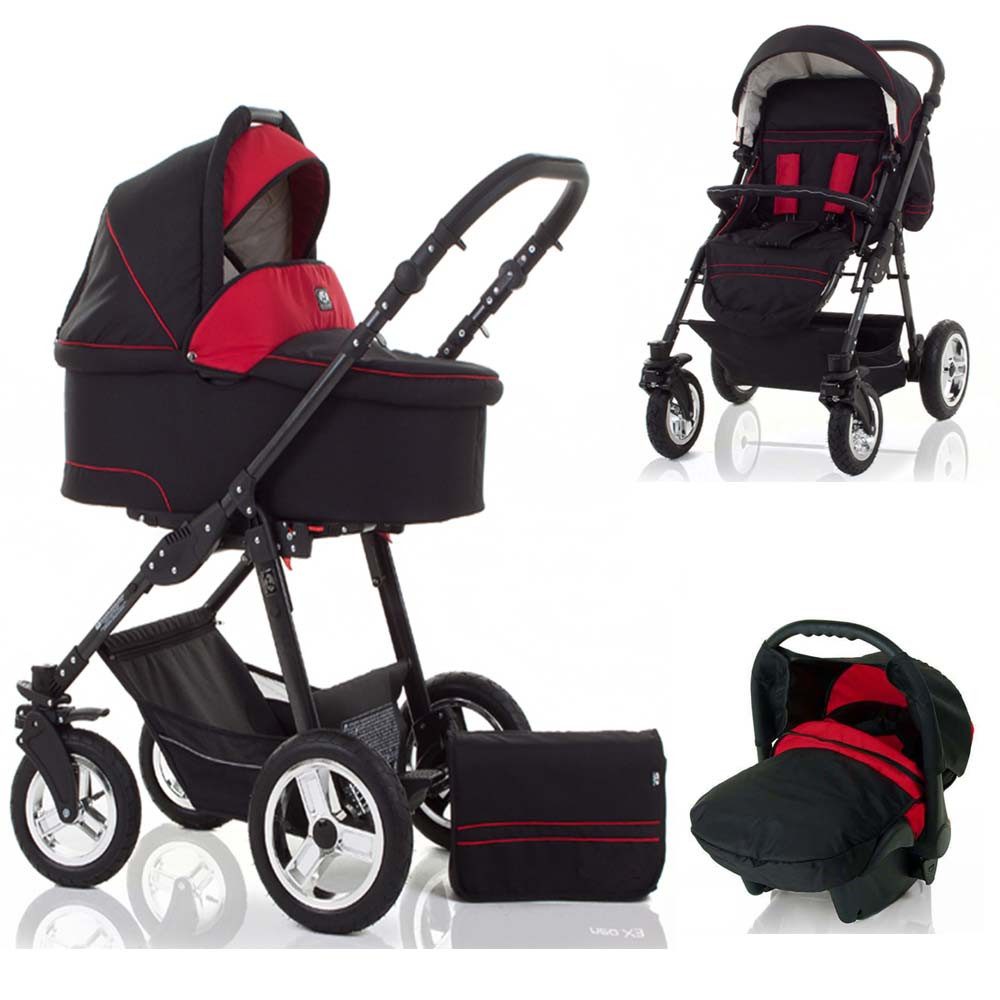 Kombi-Kinderwagen Leo 4 in 1 inkl. Sportsitz, Autositz und Zubehör in 20 Farben