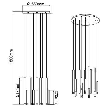 Brilliant Pendelleuchte Cembalo, 3100K, Cembalo LED Pendelleuchte, dimmbar in 3 Stufen, Deckenlampe höhenverst