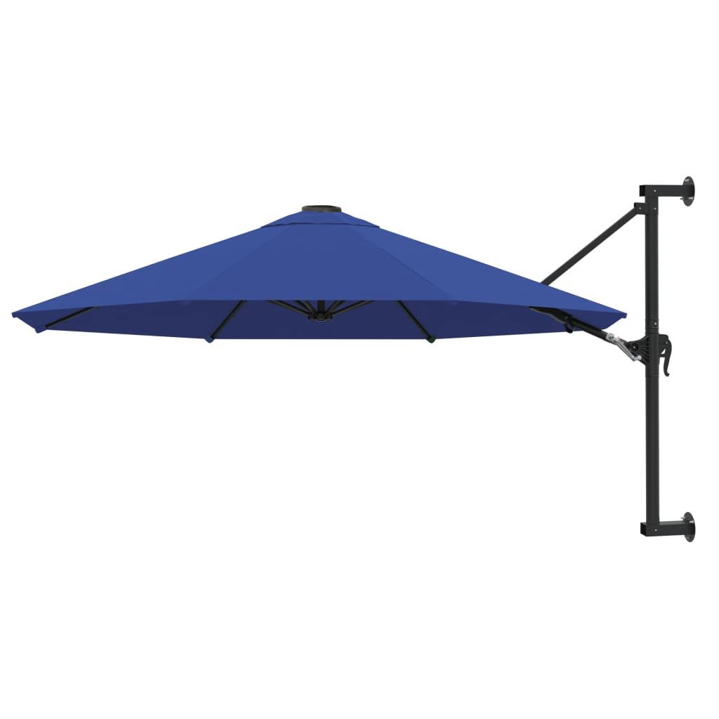 vidaXL Sonnenschirm Sonnenschirm zur Wandmontage mit Metall-Mast 300 cm Blau