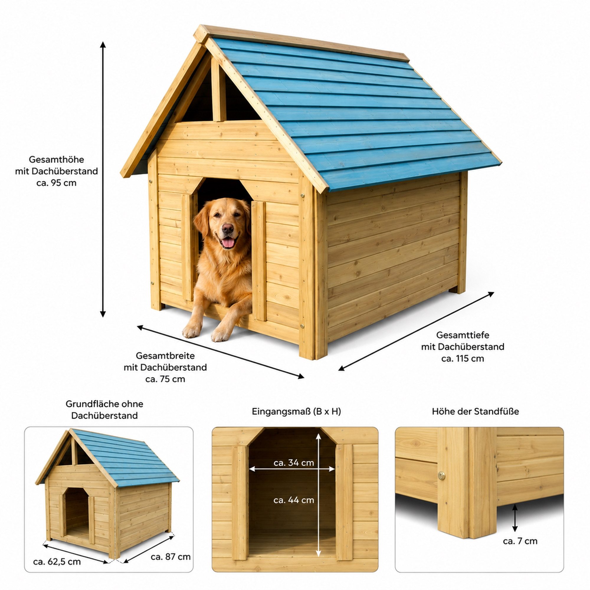 Mucola Hundehütte 95CM Hundehütte wetter Hundekäfig Haustierhütte Hundehöhle, Wetterfest