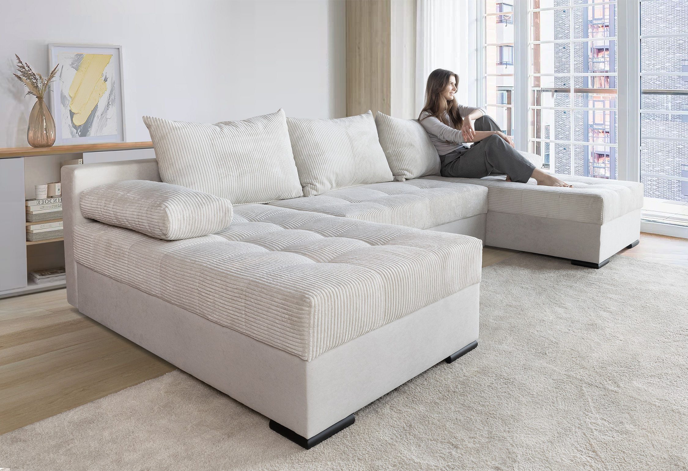 COLLECTION AB Wohnlandschaft Josy U-Form, B: 269 cm, Schlaffunktion & Bettkasten, Federkern