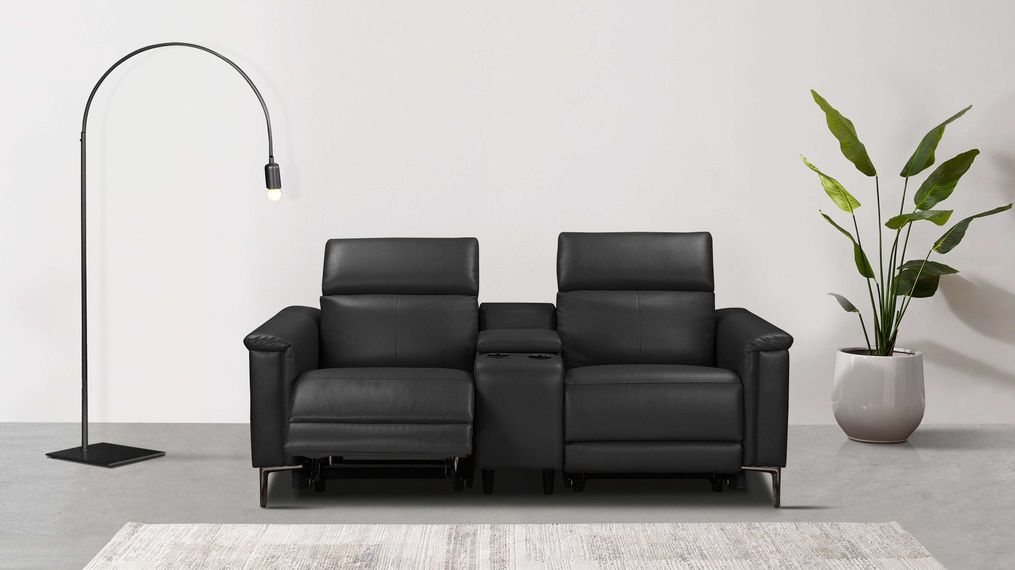OTTO home 2-Sitzer LUND,Lederoptik, Kinosofa, Relaxfunktion, TV-Sessel, man./elektrisch, elektri. mit USB-A, Kopfteilverstellung, Getränkehalter u. Staufach