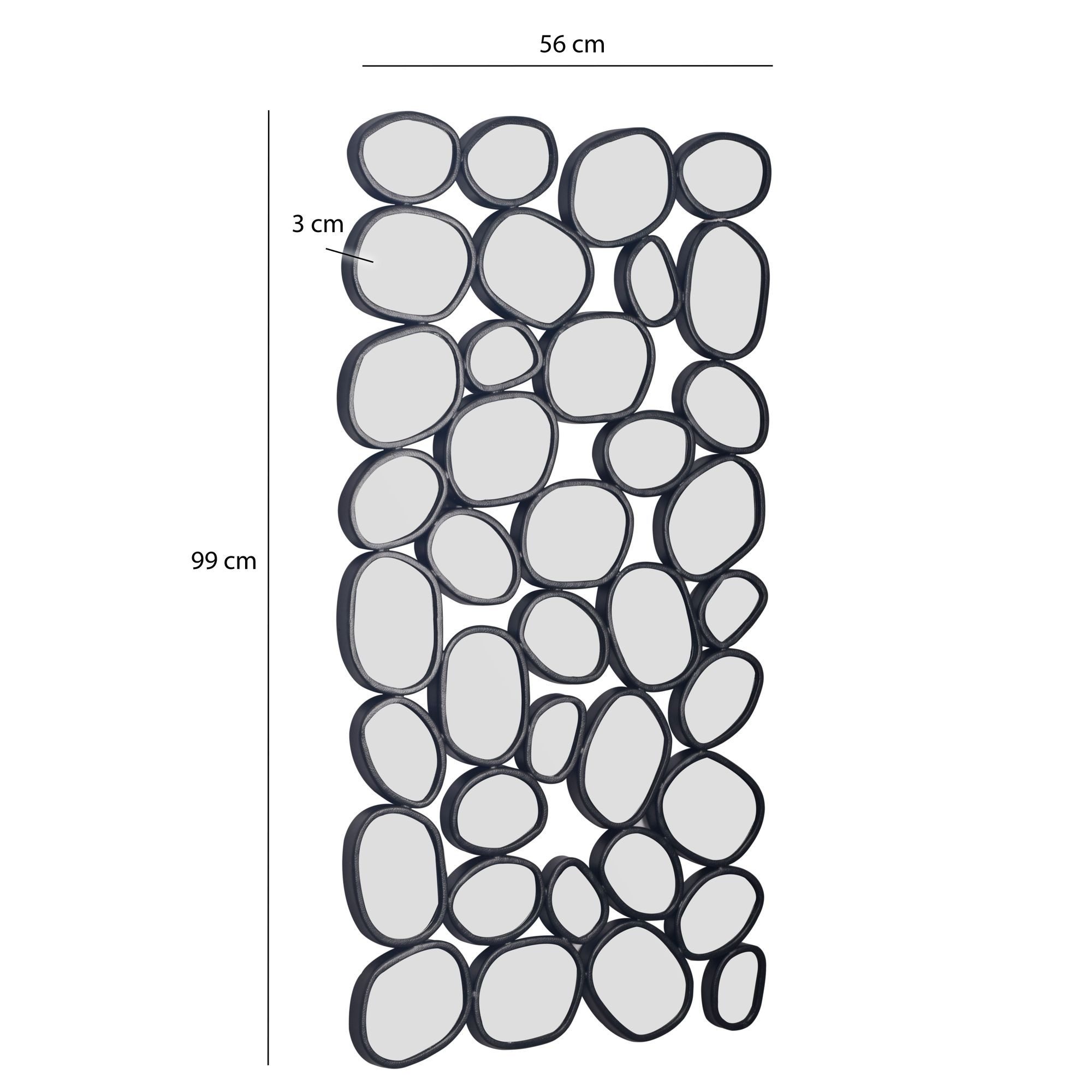 FINEBUY Wandspiegel 56x99cm Tropfen Spiegel mit schwarzem Metallrahmen modern FB112861 (Organisches Design trifft Funktion), Flexibel montierbar und stilvoll