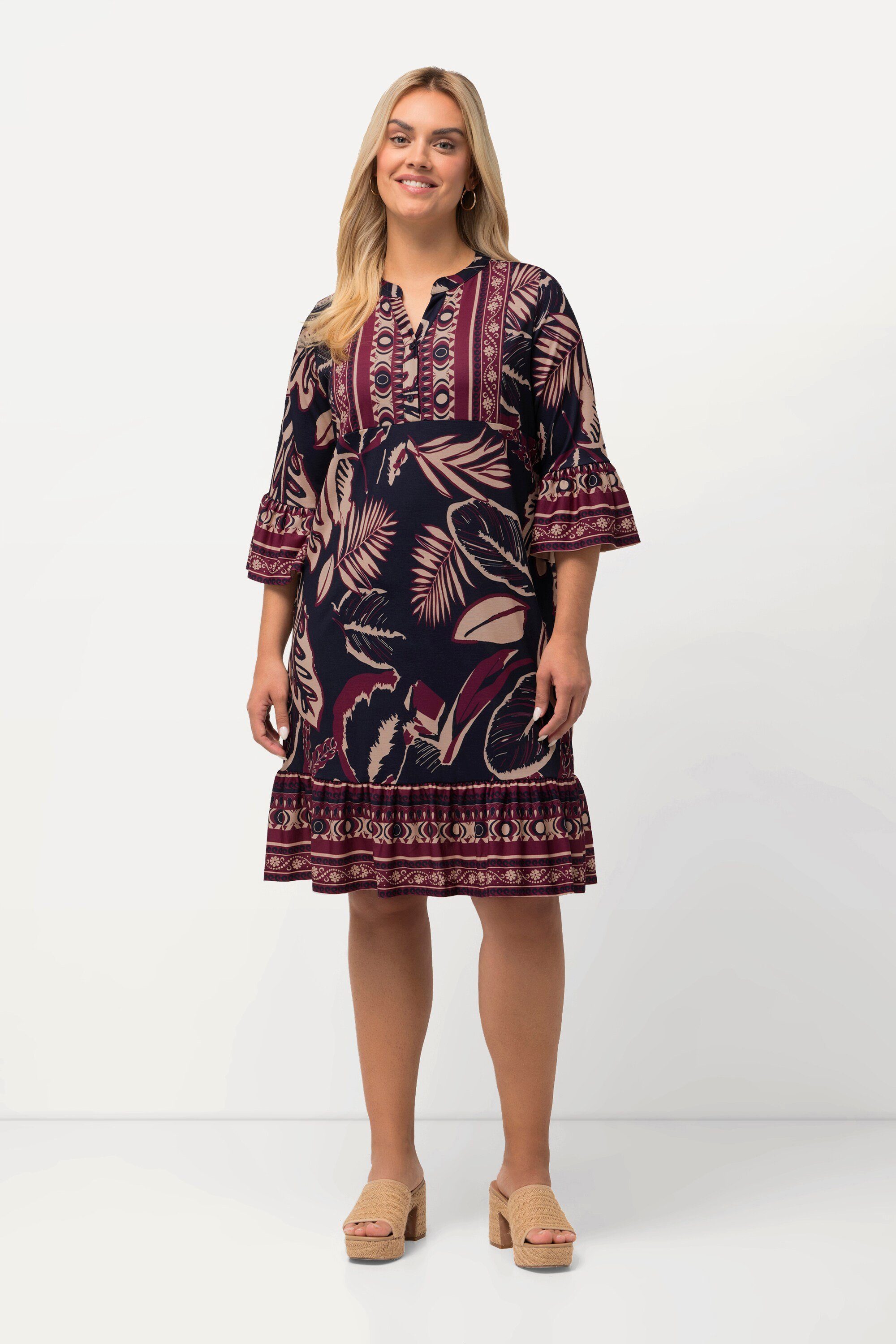 Ulla Popken Midikleid Minikleid Blätter A-Linie günstig online kaufen