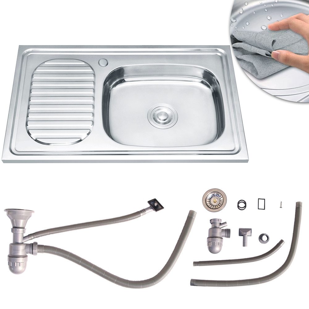 Mucola Küchenspüle Einbauspüle Edelstahl Spülbecken Edelstahlspüle Ablage l günstig online kaufen