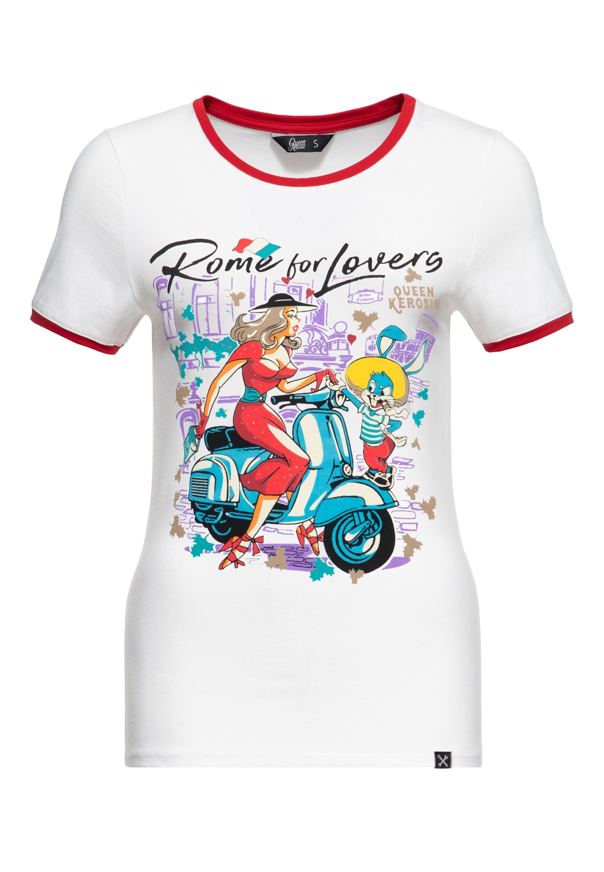 QueenKerosin Print-Shirt Rome for Lovers (1-tlg) mit italienischem Artwort- günstig online kaufen