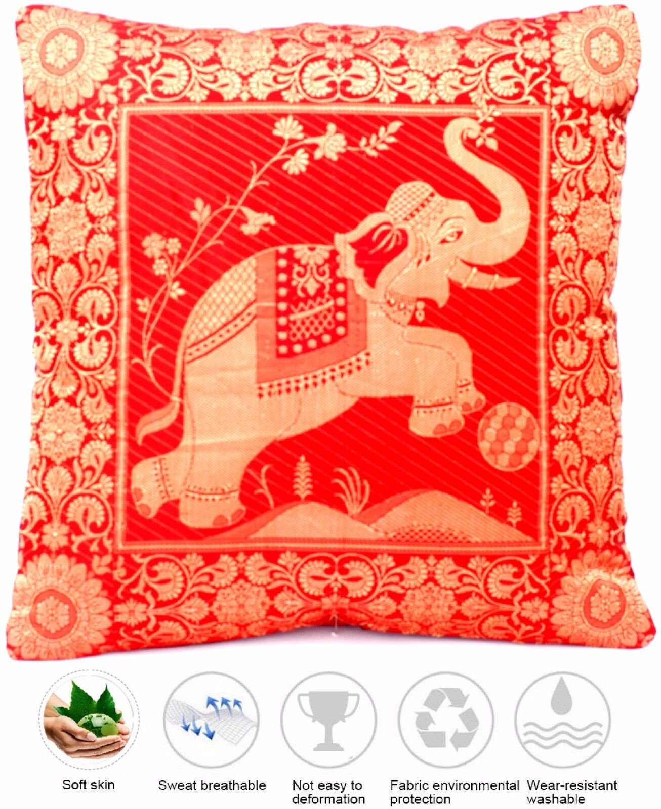 Handgenäht 40cmx40cm, und aus - Indische Kissenbezug Seide aus Dekokissen - Ruwado Handgefertigt Banarasi "Handgewebt Indien"