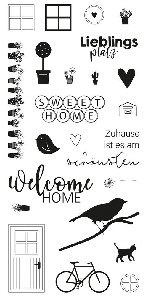 Rayher Stempel Clear Stamps Welcome Home, 23 Stück