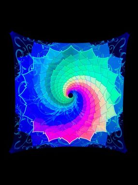 Wandteppich Schwarzlicht Segel Spandex Goa "Rainbow Flower", 2,25x2,25m, PSYWORK, UV-aktiv, leuchtet unter Schwarzlicht