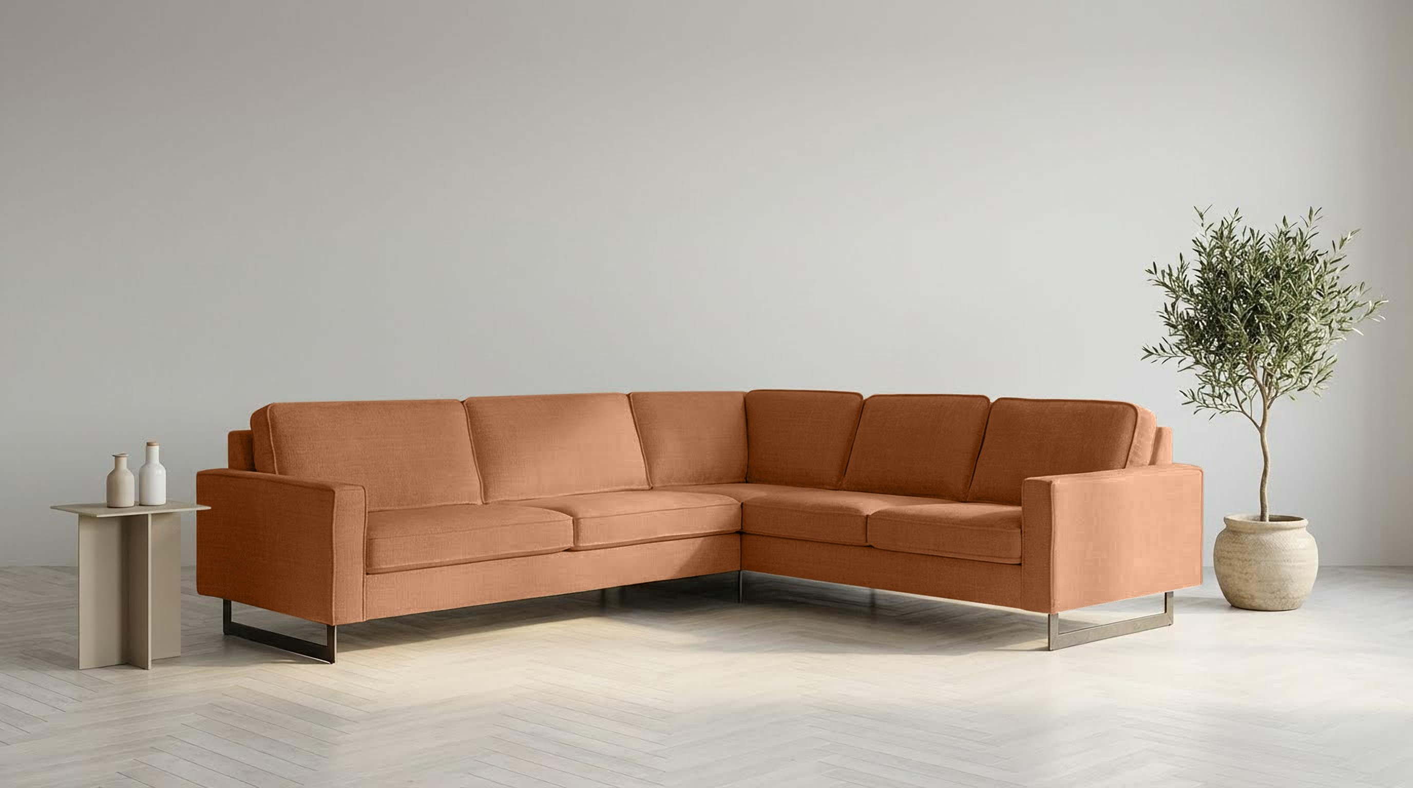 Home affaire Ecksofa Pinto, XXL, 250/290 cm, langer Schenkel, Ottomane, Cord, Chenille, Lederoptik, mit Keder, Metallfüße, Wellenunterfederung