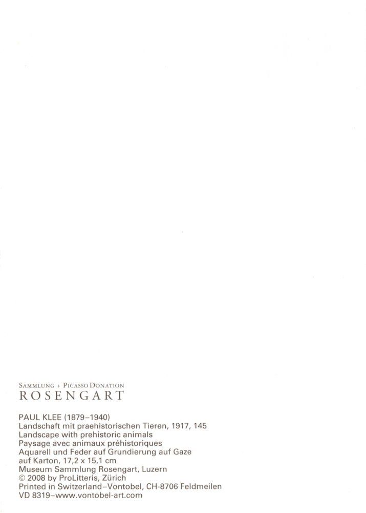 Tieren" prähistorischen mit Paul "Landschaft Klee Postkarte Kunstkarte