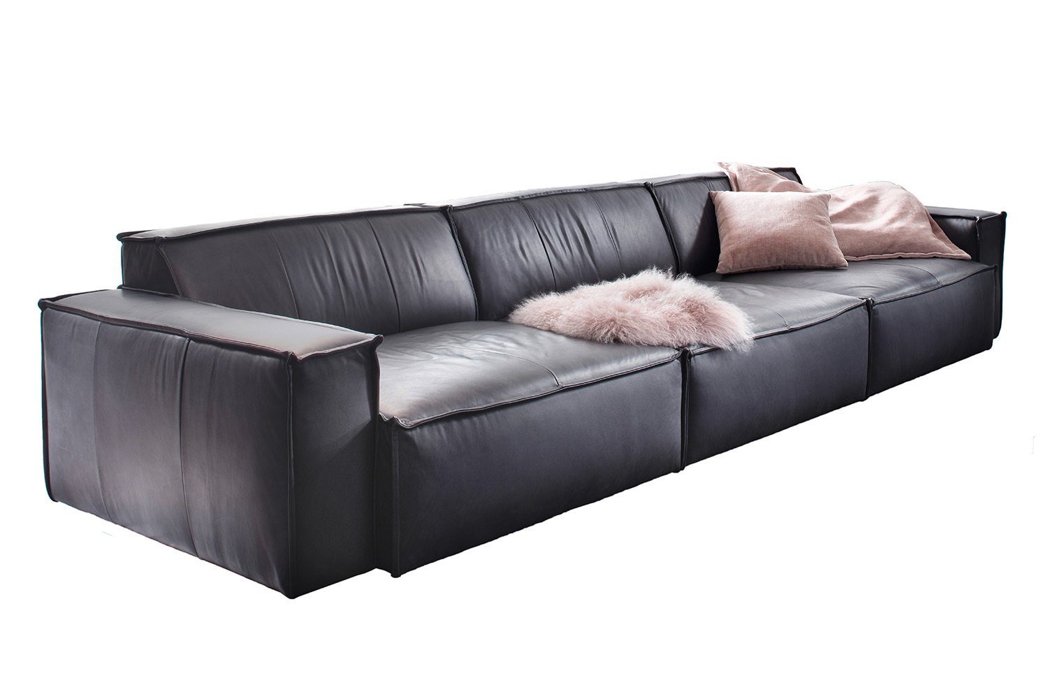 SAMU, Farben Riesensofa Sofa verschiedene Leder dunkelgrau KAWOLA