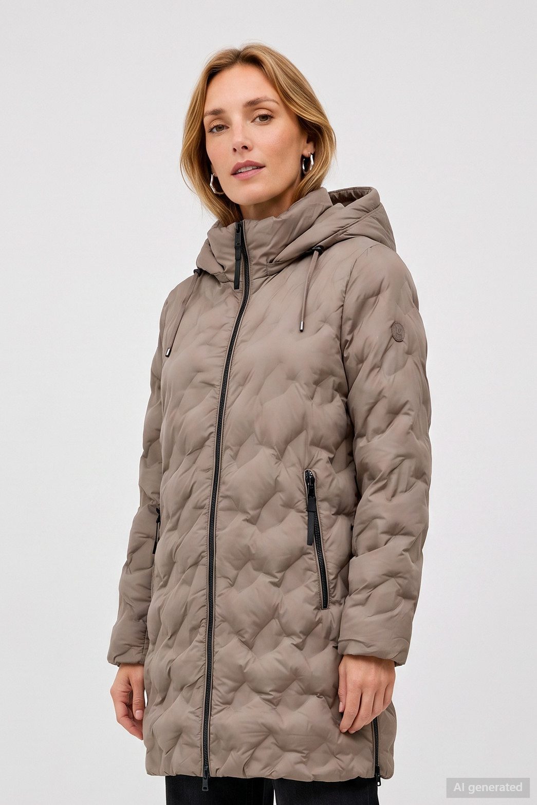 Barbara Lebek Steppmantel warmer Wintermantel Damen mit abnehmbarer Kapuze