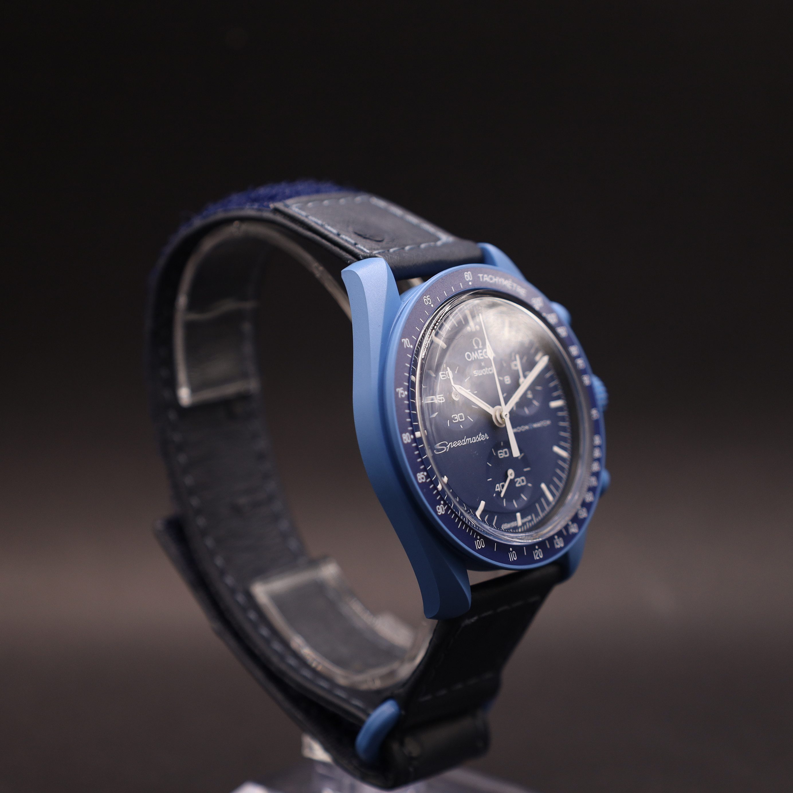 Swatch Chronograph OMEGA x Swatch MoonSwatch Mission to Neptune Straußenleder SO33N100C, (1-tlg)