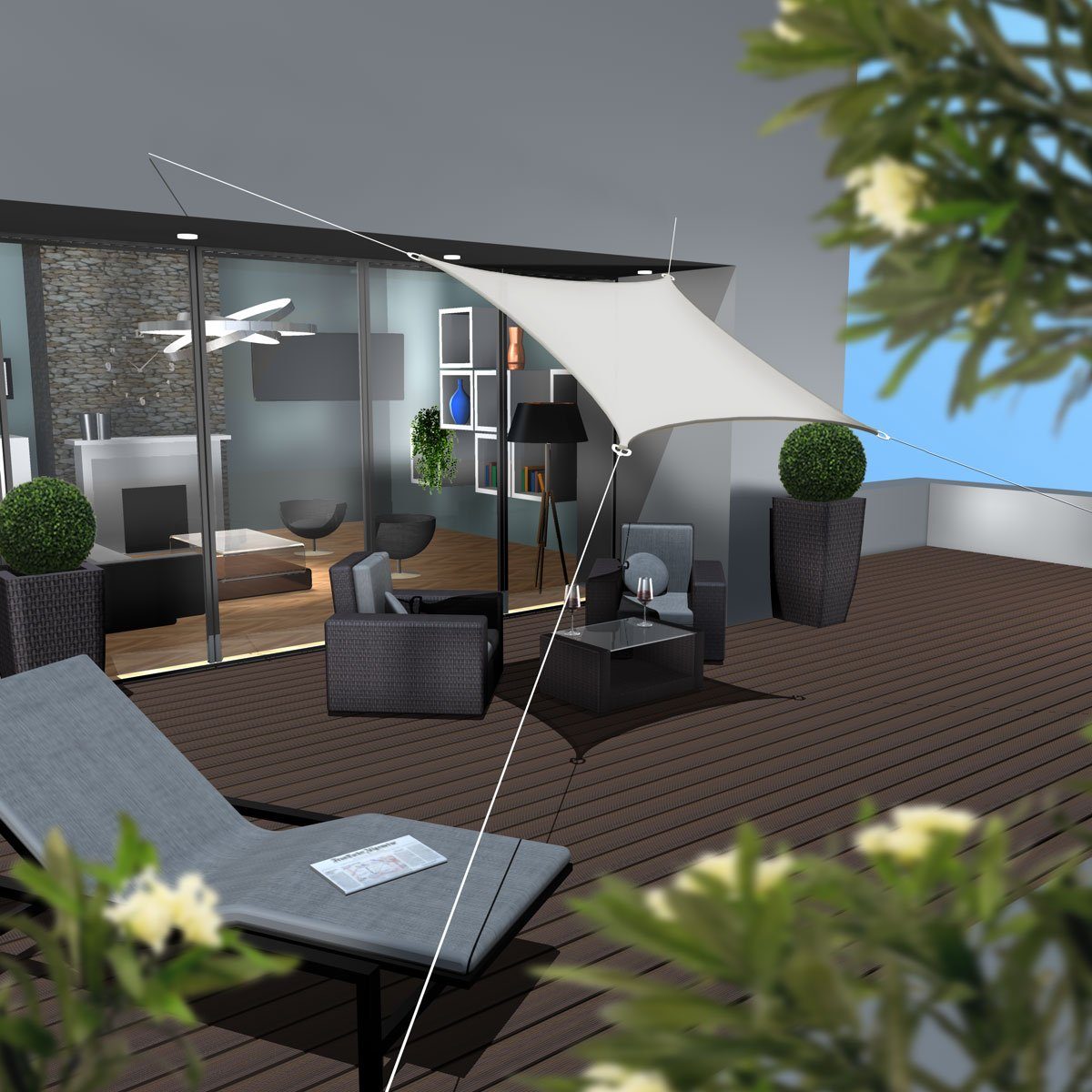 AMANKA Sonnensegel mit UV Schutz - 2 x 2 m Wasserdicht - Sonnenschutz für Garten & Balkon, Polyester Sonnenschutzsegel Quadratisch - Überdachung mit Regenschutz