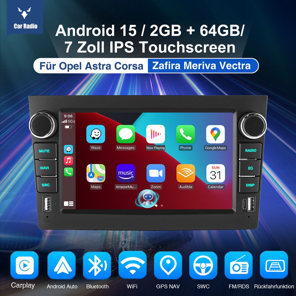 ESSGOO Android 15 Für Opel Zafira B Corsa C D Astra H Vivaro Vectra Autoradio (Digitalradio (DAB), FM, RDS)