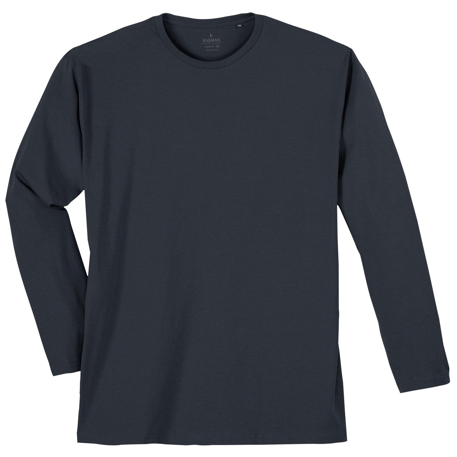 RAGMAN Langarmshirt Ragman Übergrößen Basic-Langarmshirt dunkelblau