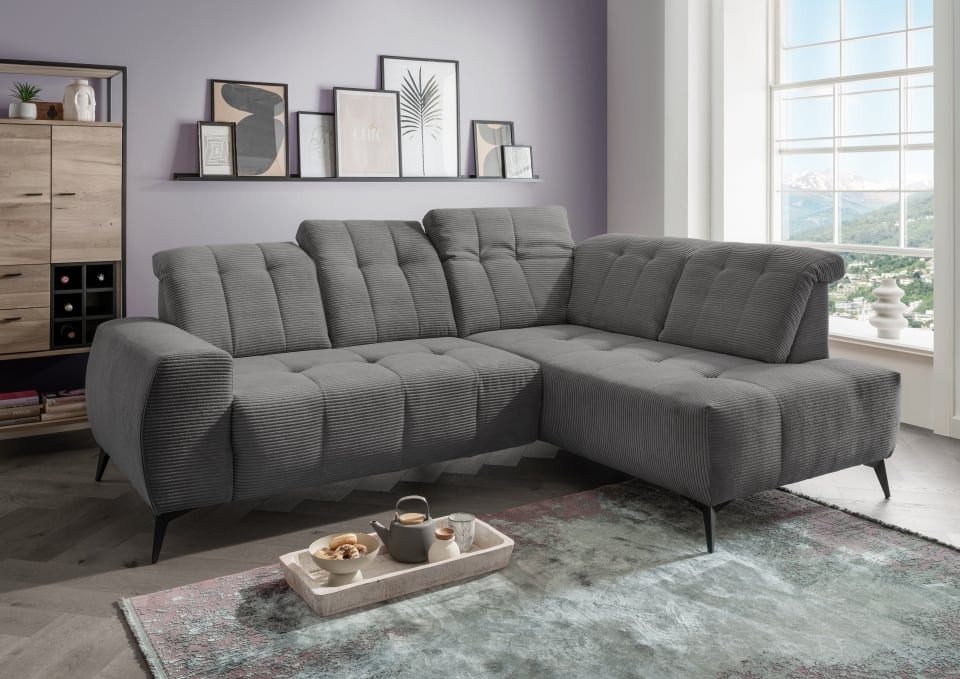 Myhomelando Ecksofa Summer Cord, mit Elektrofunktion, verstellbare Kopflehnen