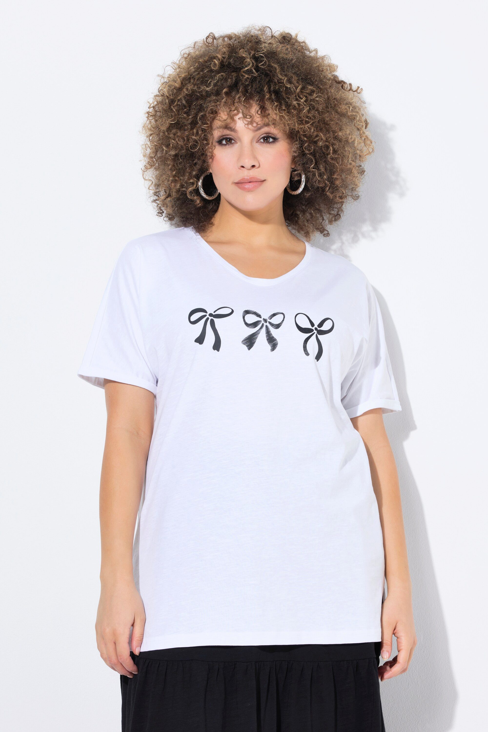 Ulla Popken T-Shirt T-Shirt Schleifen Oversized günstig online kaufen