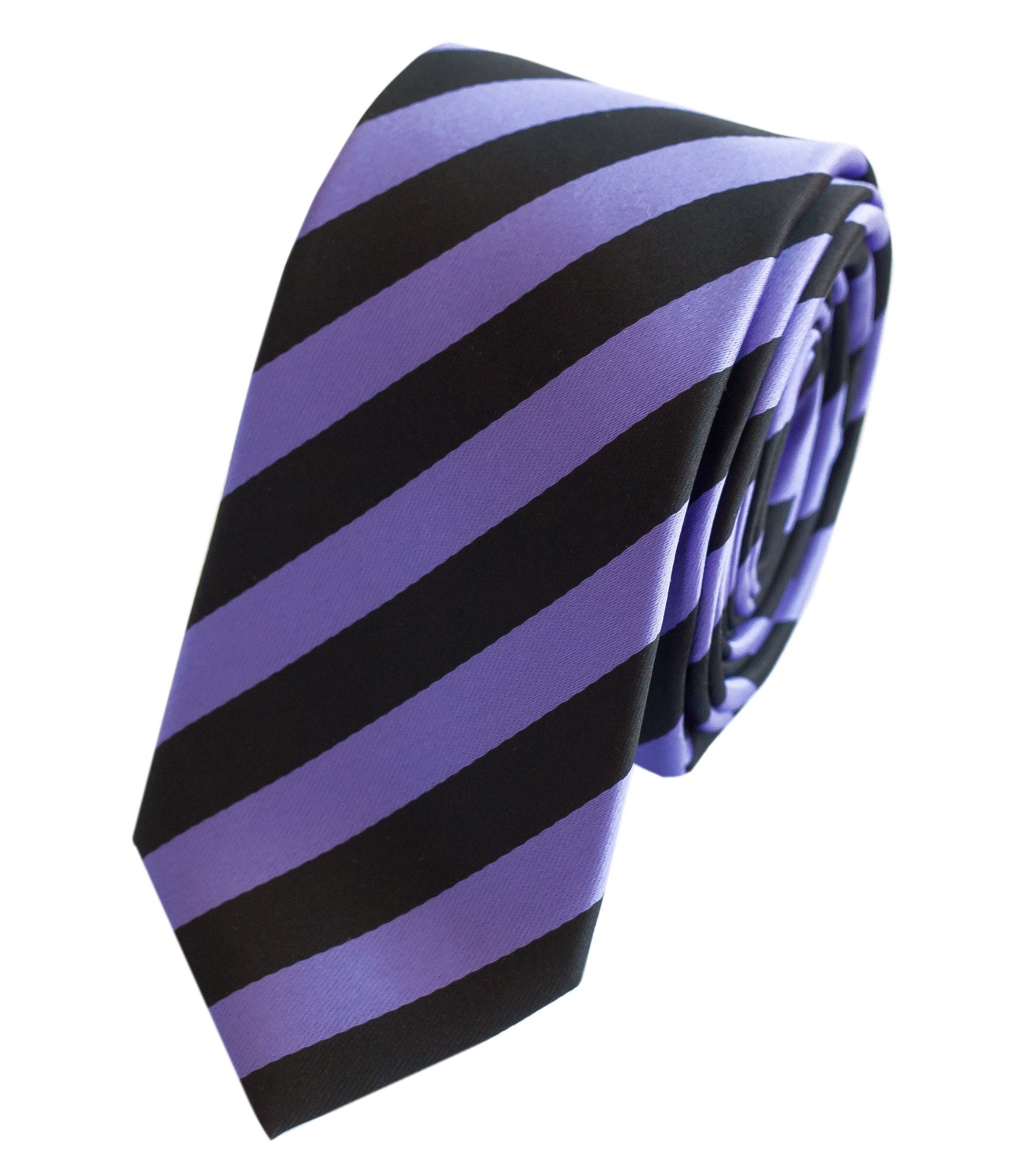 Fabio Farini Krawatte Herren Lila - Schwarz Schlips Box, Gestreift) Lila 6cm - verschiedene Lila (ohne Purple/Black Clear (6cm), Krawatte in Schmal Männer