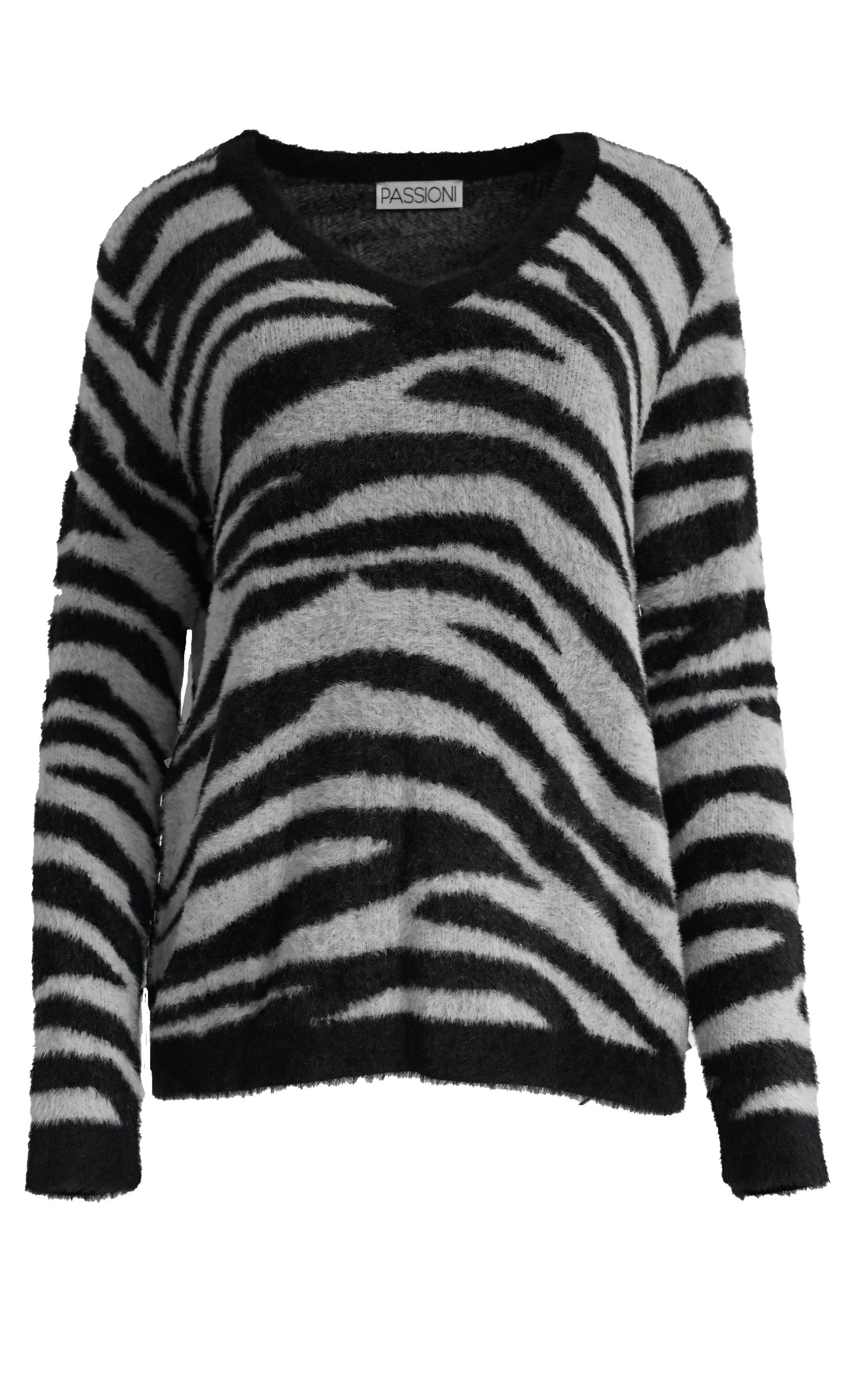 Passioni Strickpullover im Zebramuster günstig online kaufen
