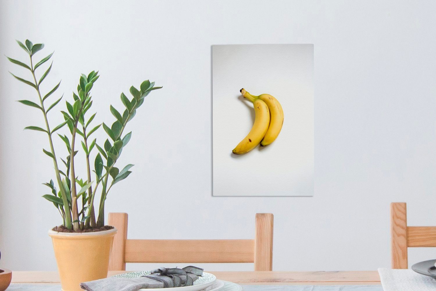 Gelb - Leinwandbild Gemälde, Zackenaufhänger, Banane bespannt (1 St), inkl. OneMillionCanvasses® 20x30 Obst, Leinwandbild cm fertig -