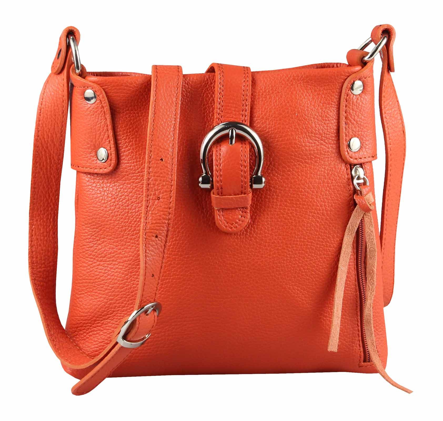 Schultertasche Made in Italy Damen Leder Tasche CrossOver