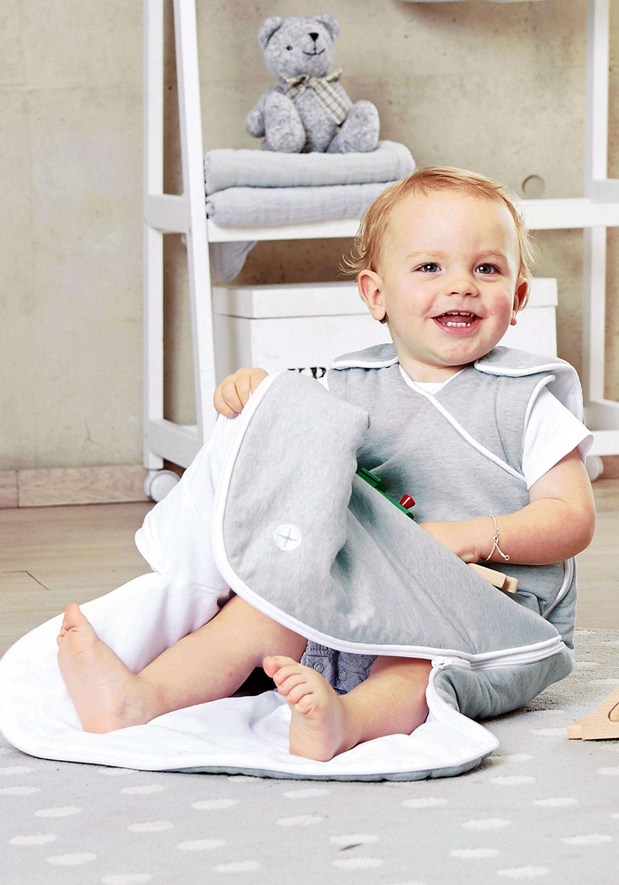 Nordic Coast Company Babyschlafsack, Baby-Schlafsack mitwachsend &  atmungsaktiv I Kinderschlafsack waschbar I leichter Schlafsack I Baumwolle  I Unifarben