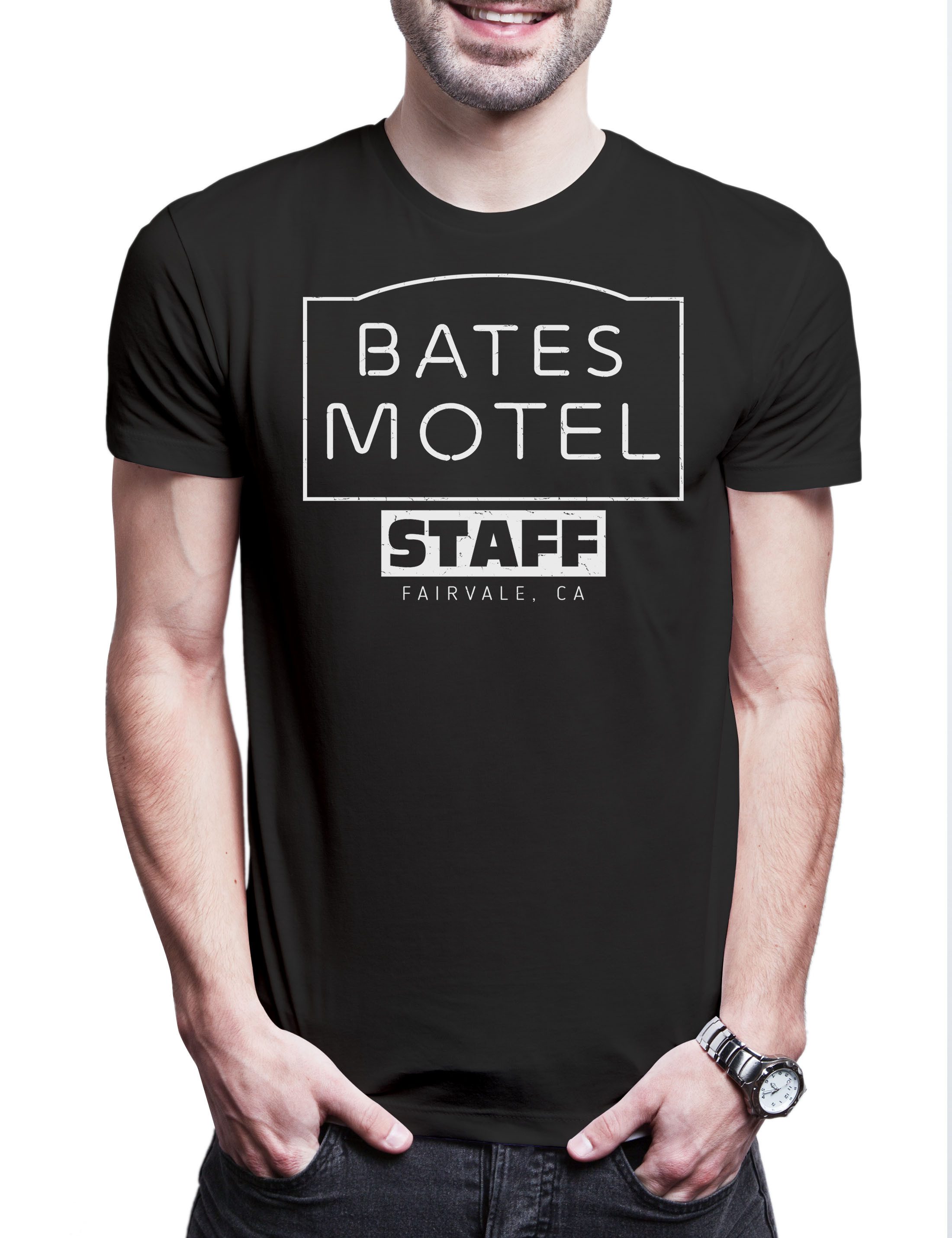 Print-Shirt Slasher Motel Staff Herren T-Shirt Horror Norman Psycho Movie Bates