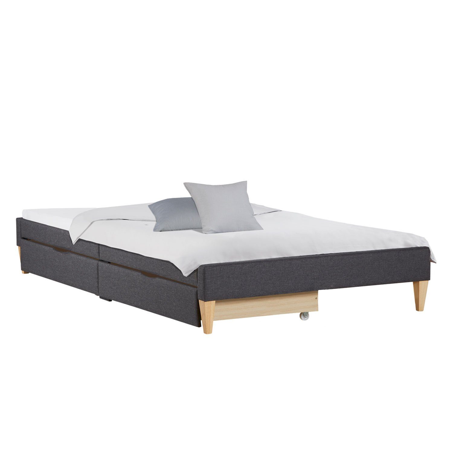 Homestyle4u Polsterbett 90x200 oder 140x200 Grau günstig online kaufen