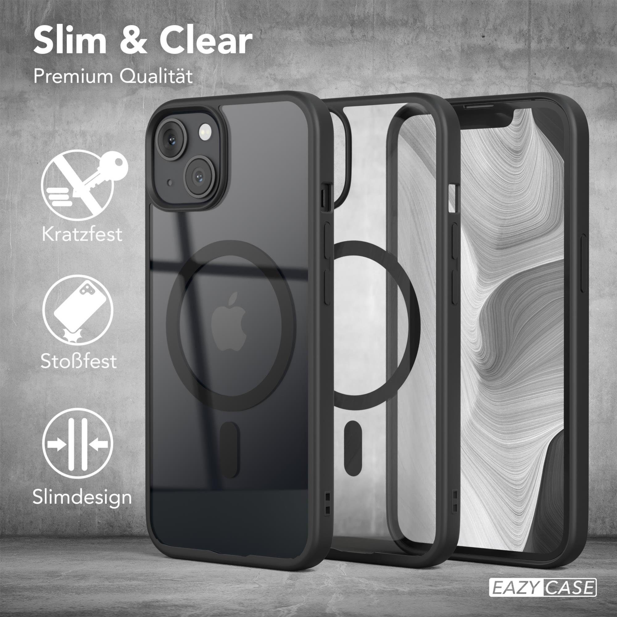 EAZY CASE Handyhülle Transparente Hülle mit MagSafe für iPhone 13 6,1 Zoll, Qi Charging kompatibel, Silicon Case, Slimcover Displayschutz, Schwarz – Bild 5 von 5