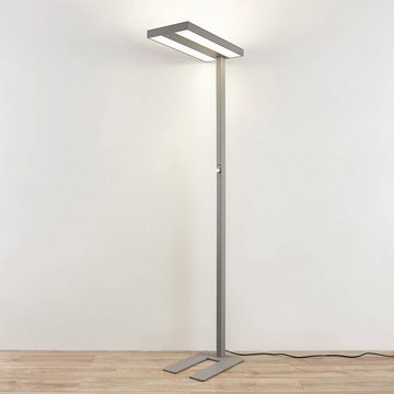 Arcchio Stehlampe Logan, dimmbar, LED-Leuchtmittel fest verbaut, universalweiß, Aluminium, Kunststoff, silber (RAL 9006), 1 flammig, inkl.