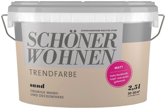 SCHÖNER WOHNEN-Kollektion Wand- und Deckenfarbe »Trendfarbe Sand, matt«, 2,5 l