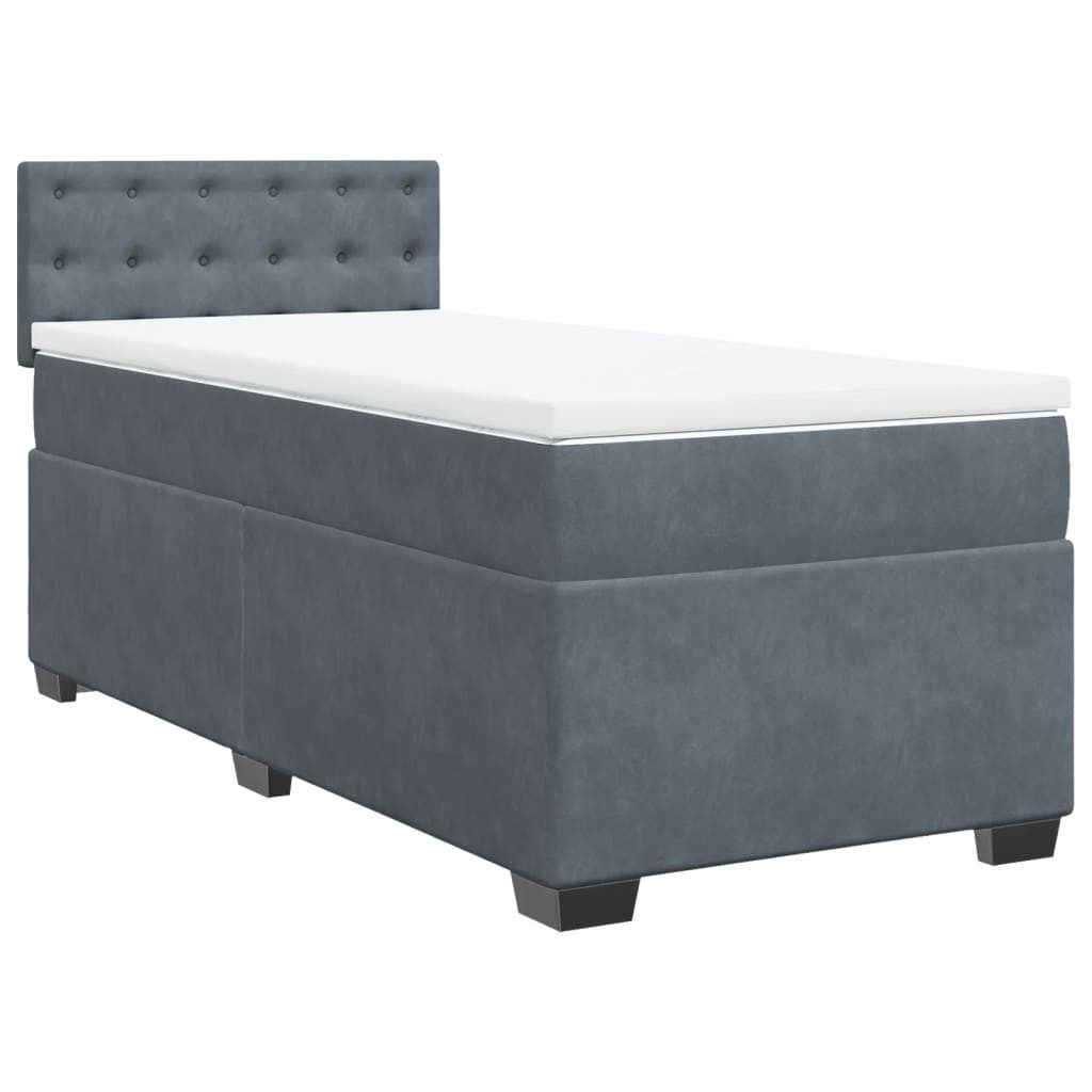 vidaXL Bett Boxspringbett mit Matratze Dunkelgrau Samt