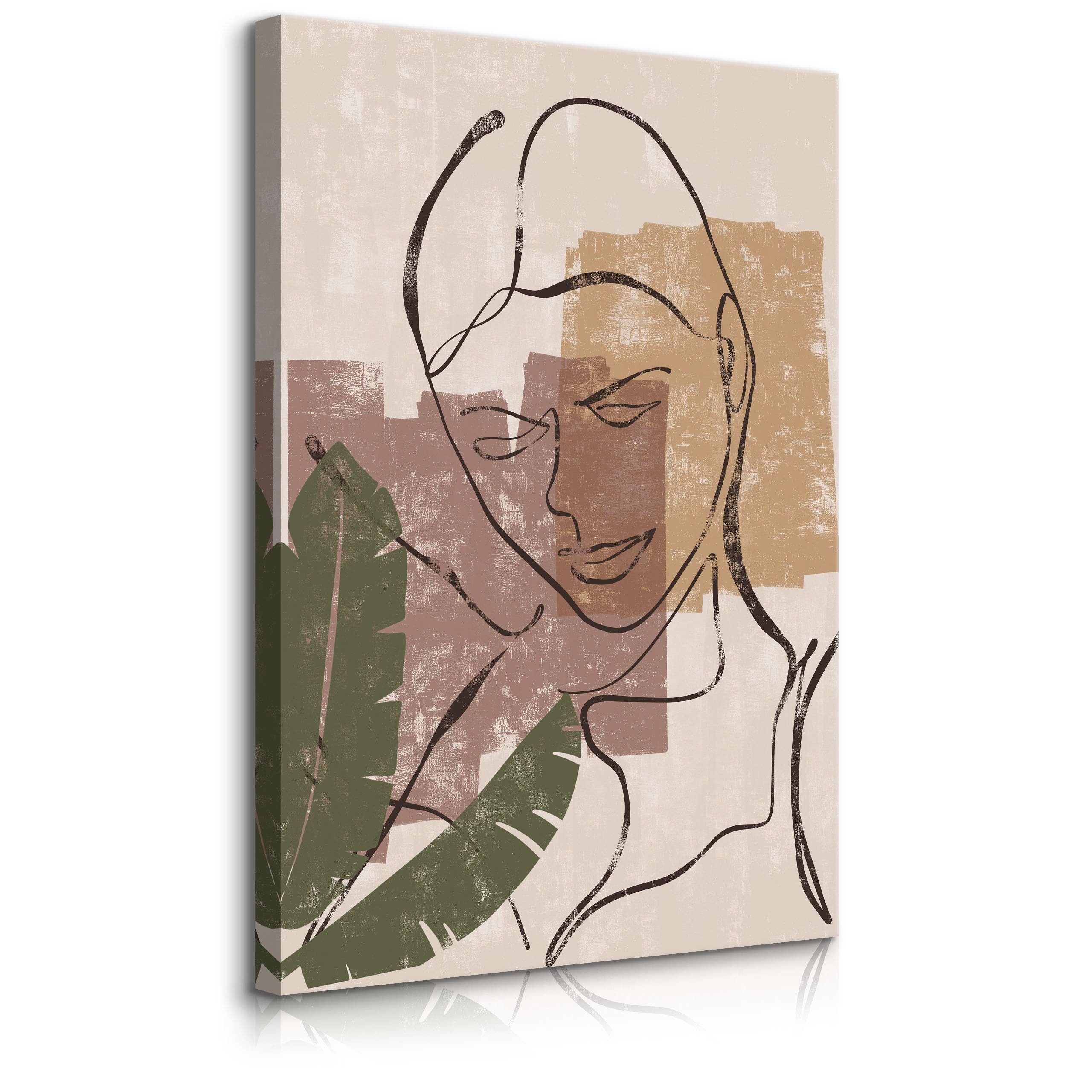 Muralo Leinwandbild Abstrakt – Leinwandbild Wandbild Kunstdruck Wohnzimmer, Frau (1 St), Porträt – Frau – Skizze, 70 x 100 cm, aufhängefertig