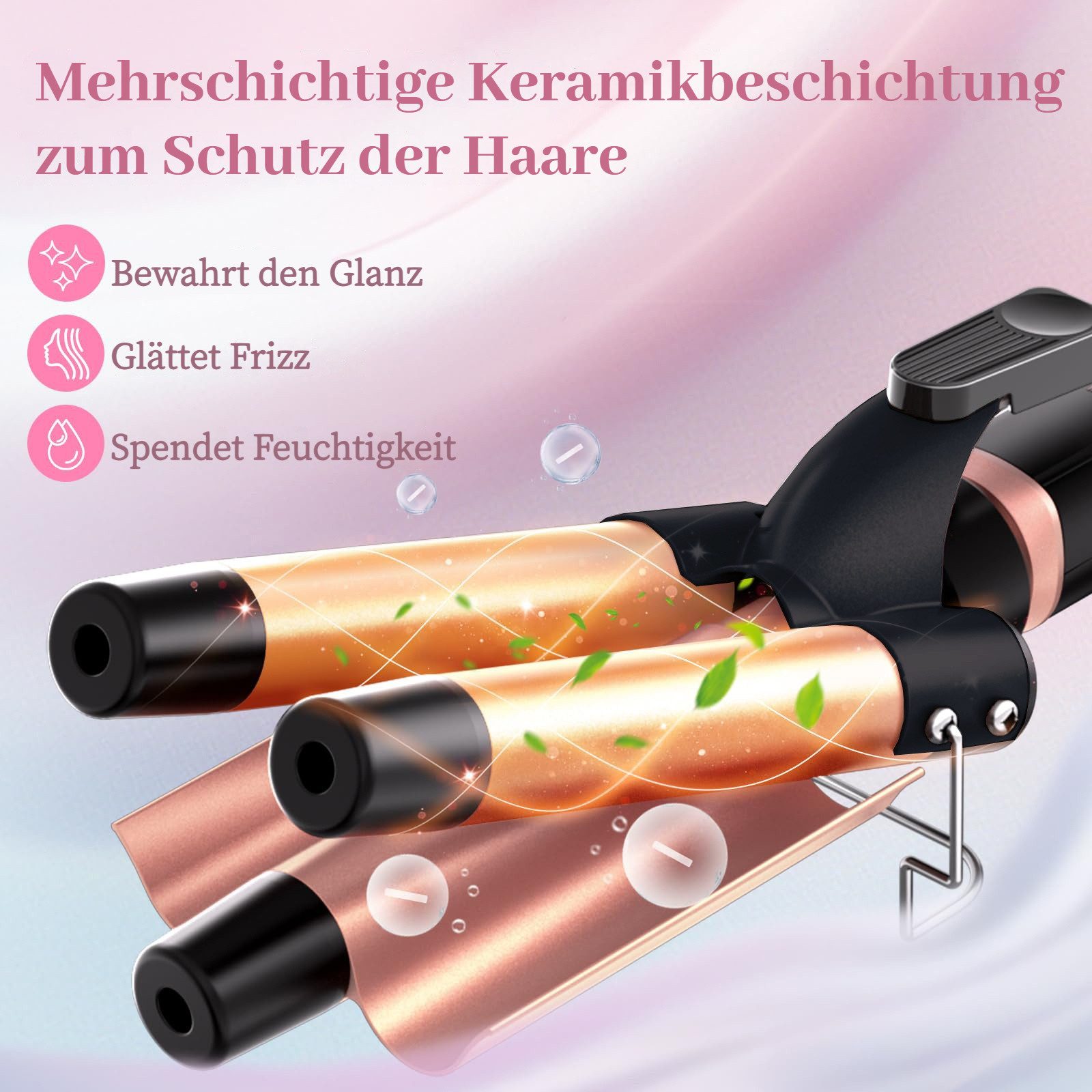 Tekoo Lockenstab 5 in 1 Lockenstab Set Multistyler Keramik mit Welleneisen 9-32mm, Turmalin-Keramik, 5-in-1 Set für verschiedene Styles, Weltweite Spannung 110-240V