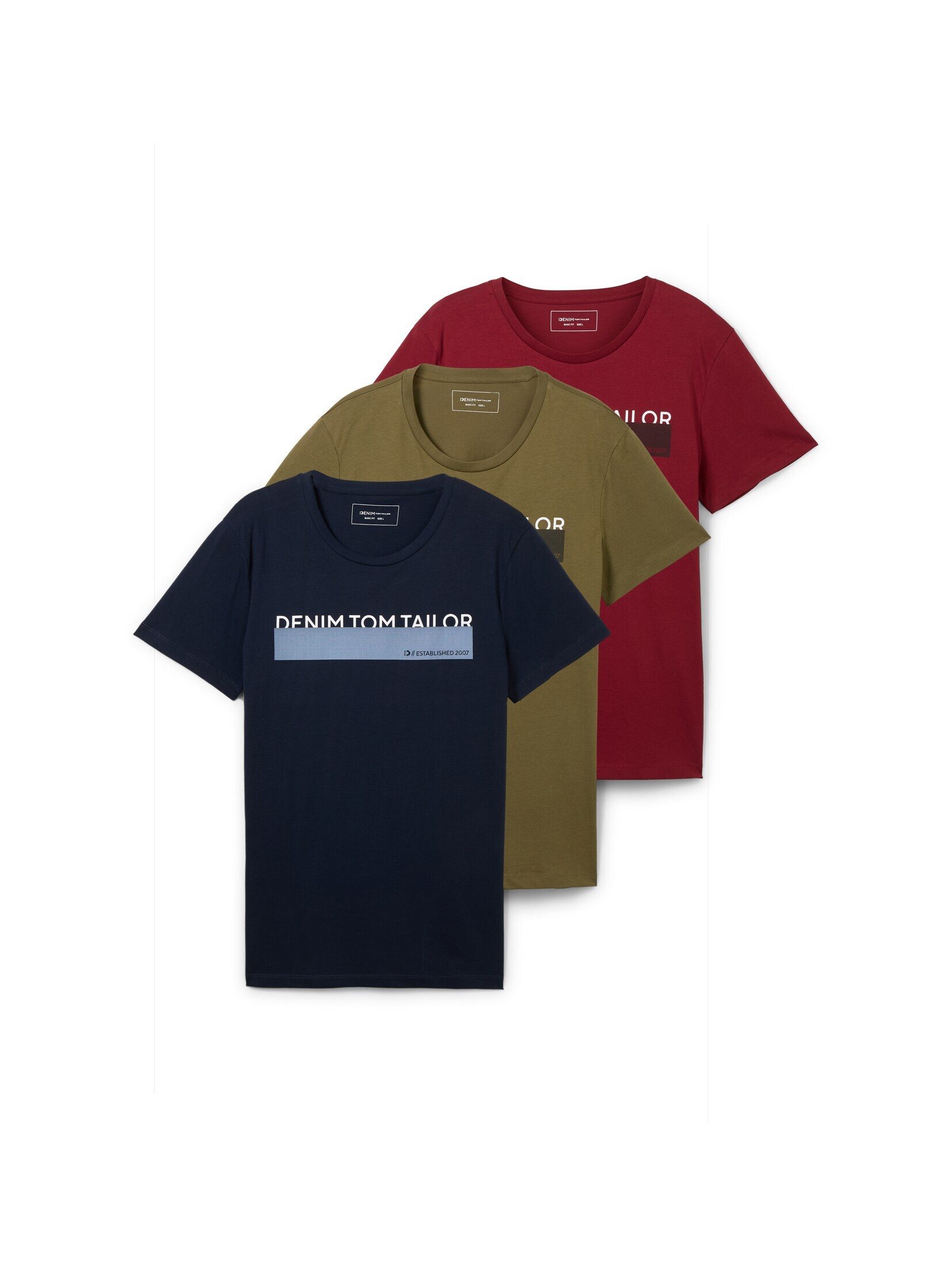 TOM TAILOR Denim T-Shirt T-Shirt (im Dreierpack) T-Shirt mit Print im 3er-P günstig online kaufen