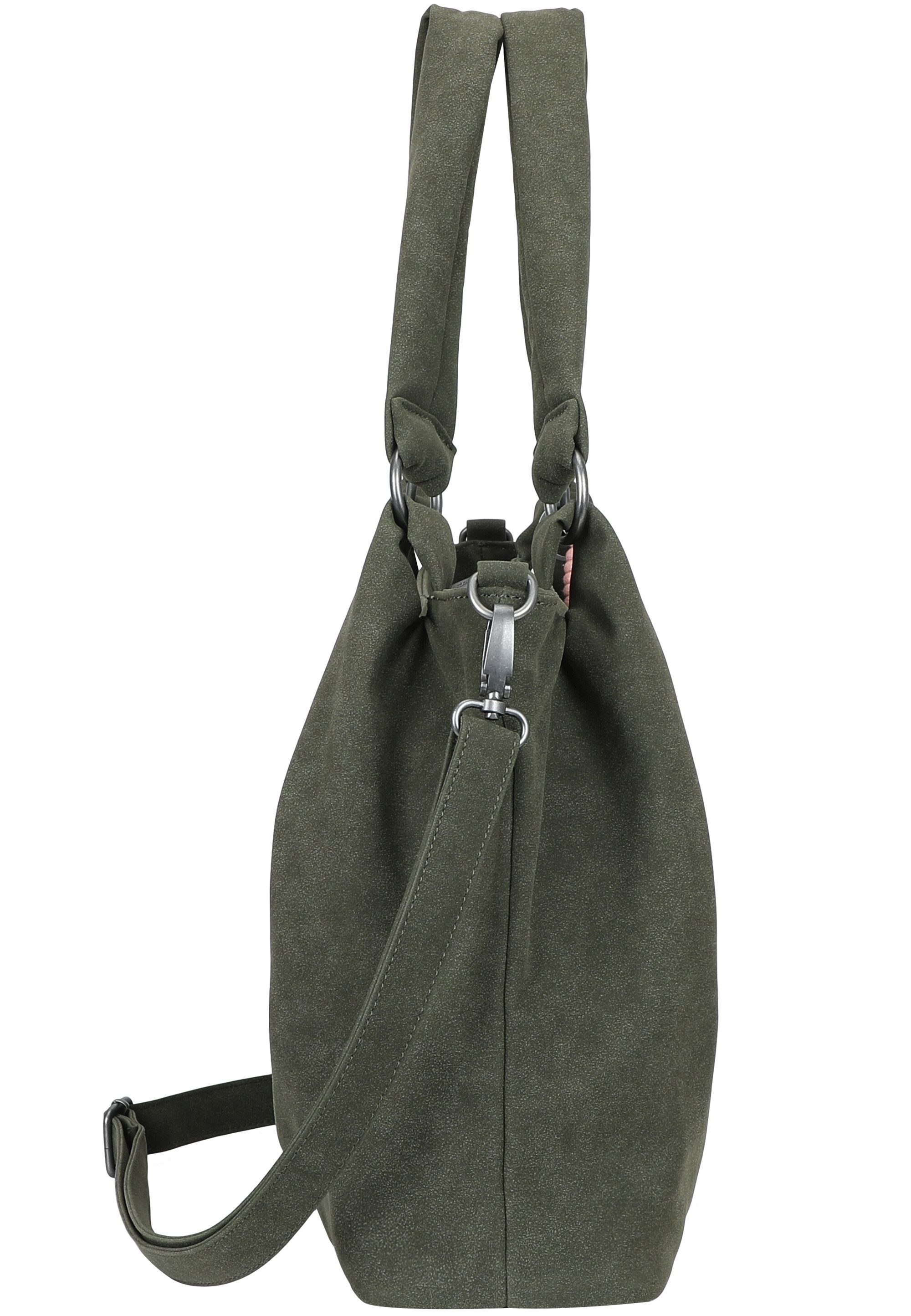 Fritzi aus Preußen Henkeltasche Sue03 Suede Jacky Soft Dark Anthra, mit abnehmbarer Makramee-Schnur