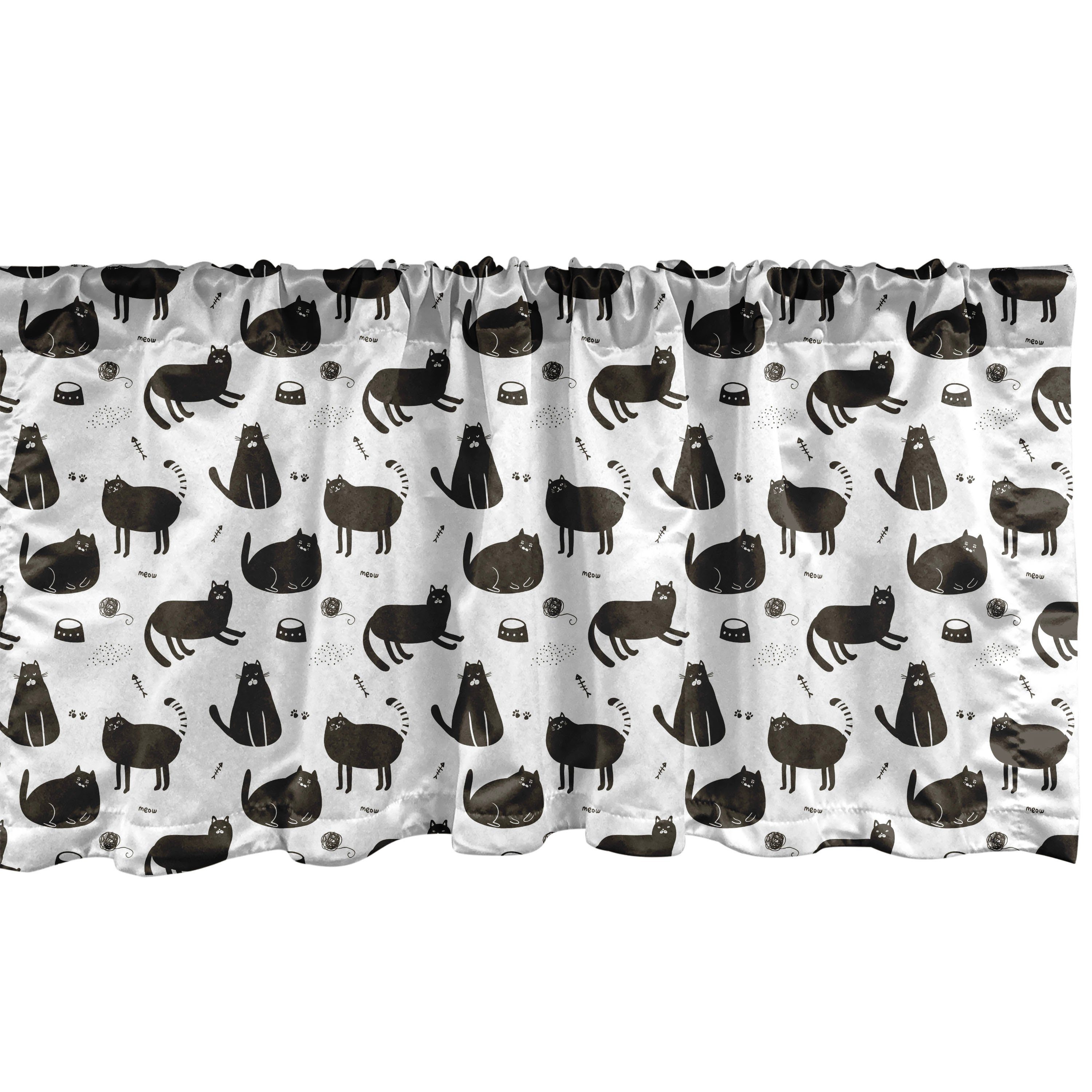 Stangentasche, Vorhang Dekor Grumpy Scheibengardine Schlafzimmer Küche Lustige Katzen Kitty mit Microfaser, für Abakuhaus, Pattern Volant