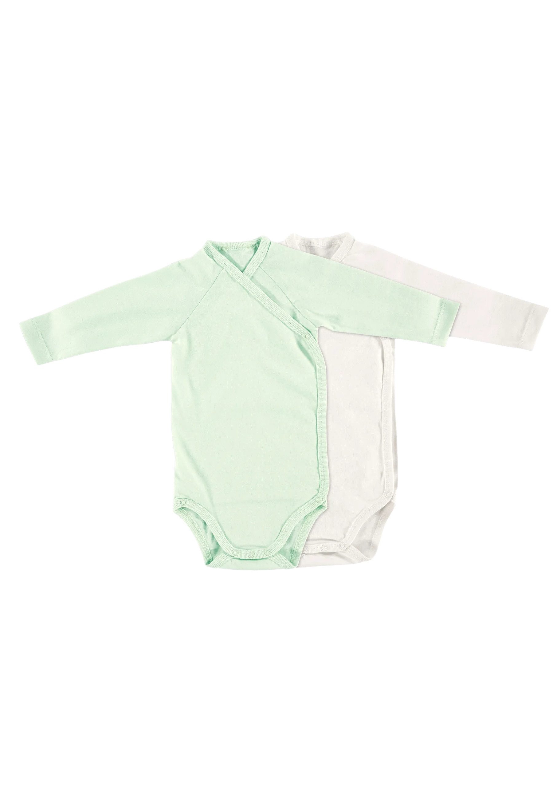 Alvi® Wickelbody Baby Bodys 2er Langarm (2-tlg) praktische Druckknöpfe
