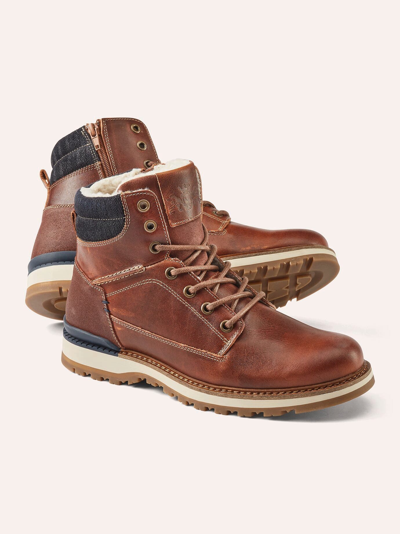 Walbusch Herren Thermo Stiefel Rindleder warm gefüttert Profilsohle Weite G Stiefel Seitlicher Reißverschluss, herausnehmbare Decksohle, rutschfest