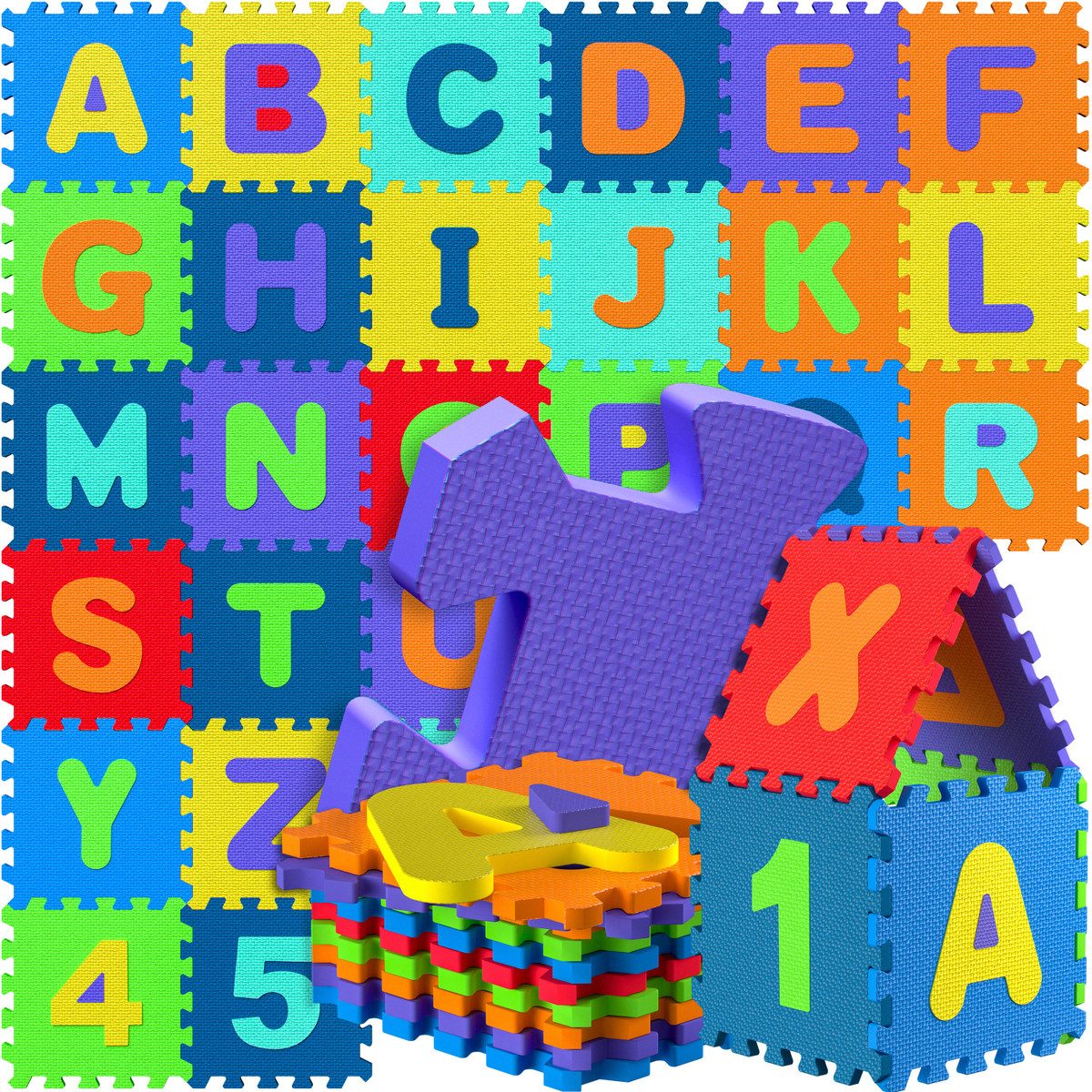 Spielwerk Puzzlematte, Puzzlematte Baby Spielmatte Krabbelmatte Zahlen Buchstaben 3,3m²