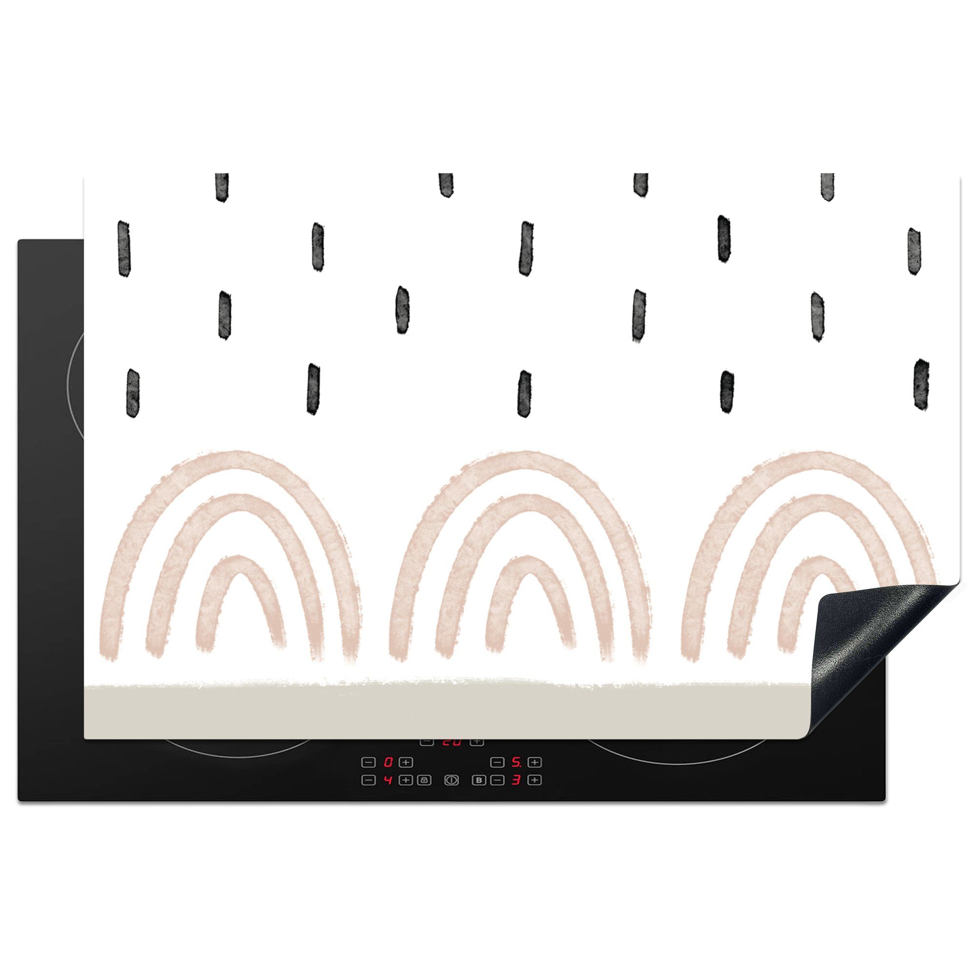Pastell die tlg), (1 cm, MuchoWow Vinyl, - Herdblende-/Abdeckplatte - Regenbogen 81x52 für küche, Ceranfeldabdeckung Regen, Schutz Induktionskochfeld