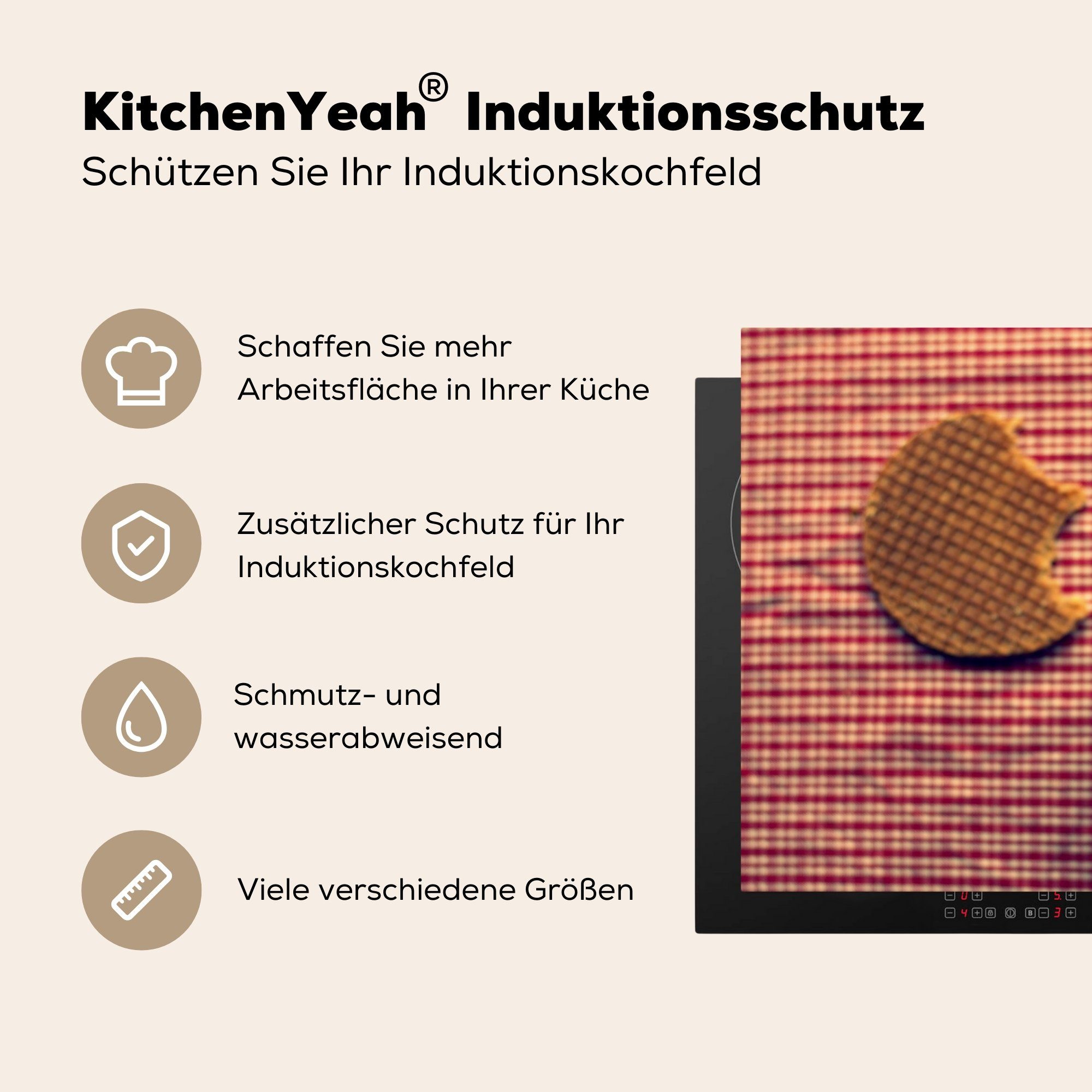 MuchoWow Vinyl, mit cm, (1 Schutz tlg), Herdblende-/Abdeckplatte Induktionskochfeld die für Kaffee, Ceranfeldabdeckung Sirupwaffel küche, 81x52