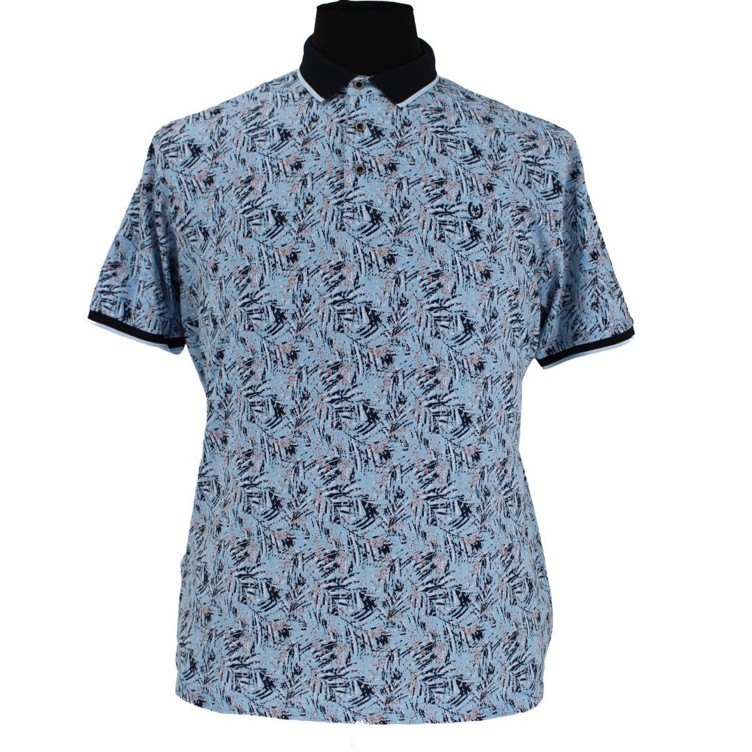 Mode Monte Carlo Poloshirt Polo-Shirt Knopf Hellblau