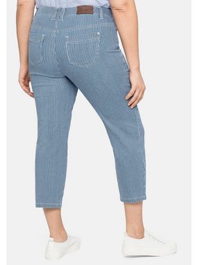 Sheego Stretch-Jeans Große Größen in 7/8 Länge, mit Allover-Streifen