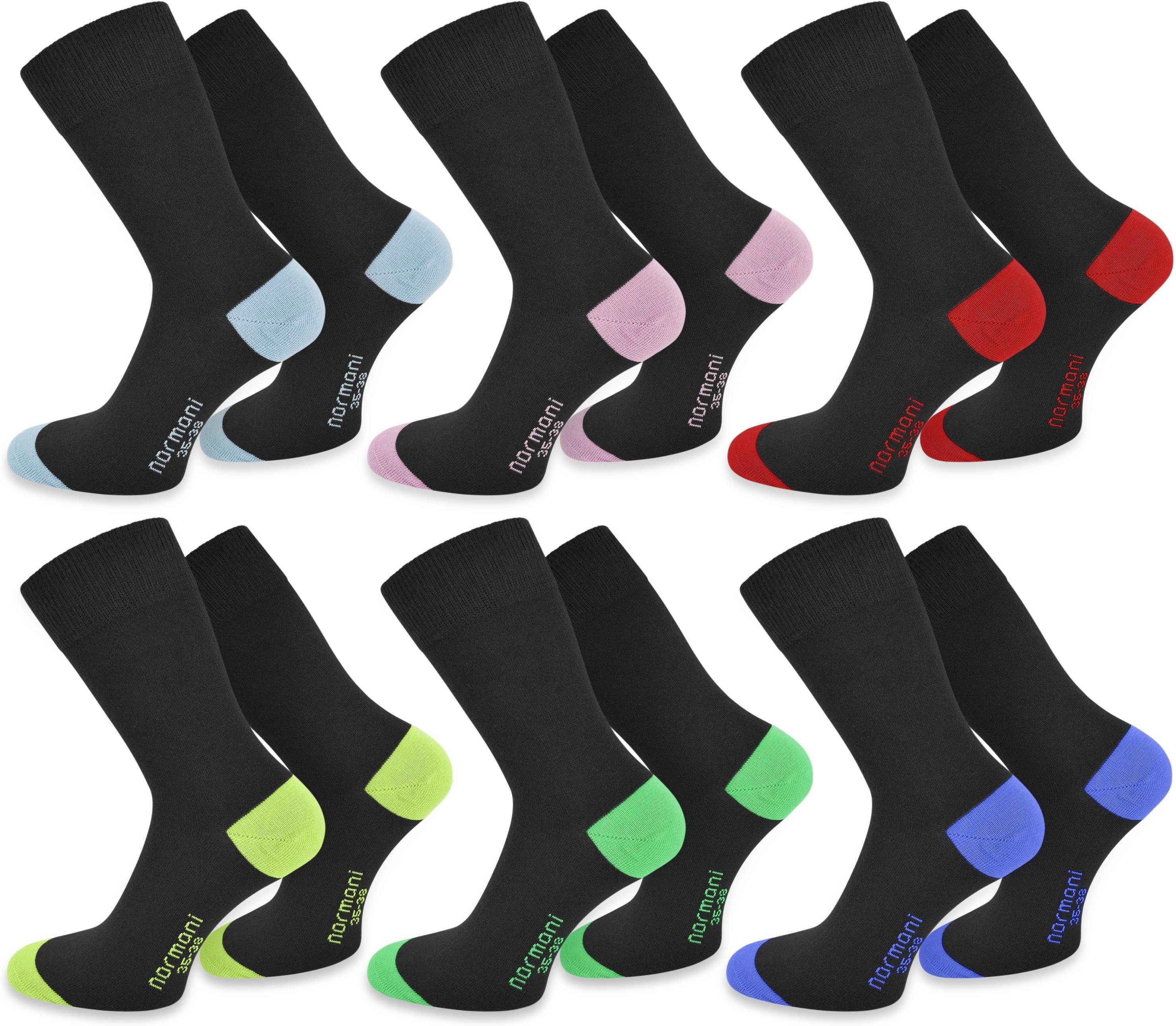 normani Basicsocken 6 Paar Socken New Style (6er-Set, 6 Paar) kein Ausbleichen Hellblau/Hellrosa/Rot/Lime/Grün/Royal